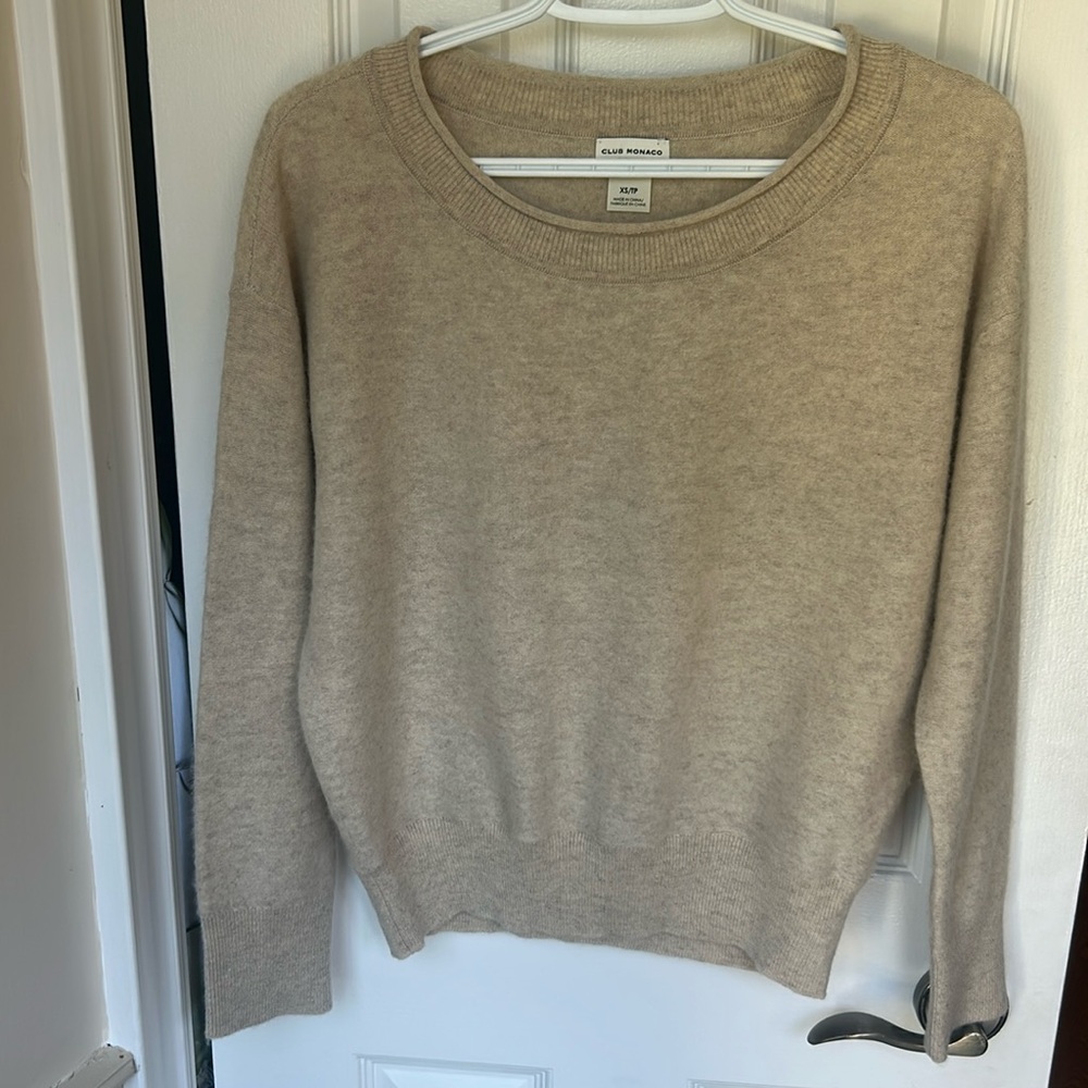 Club Monaco Boat Neck Cashmere Sweater Oatmeal